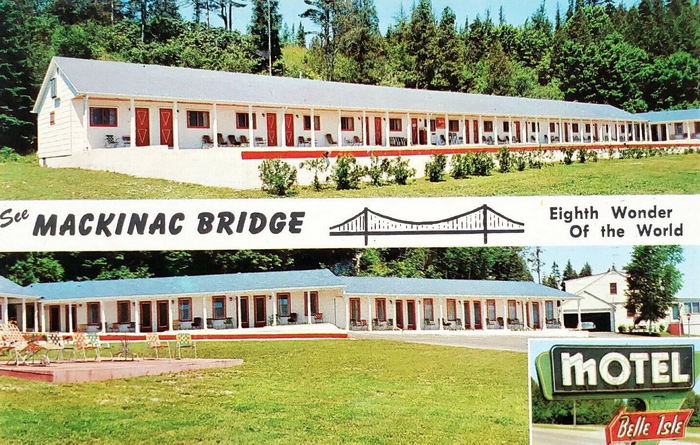 Belle Isle Motel & Dining Room - Old Postcard